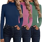 Neer 3 Pack Cotton Women's Turtleneck Long Sleeve Tops Thermal Underwear Base Layer Fall Winter Shirts Sweater