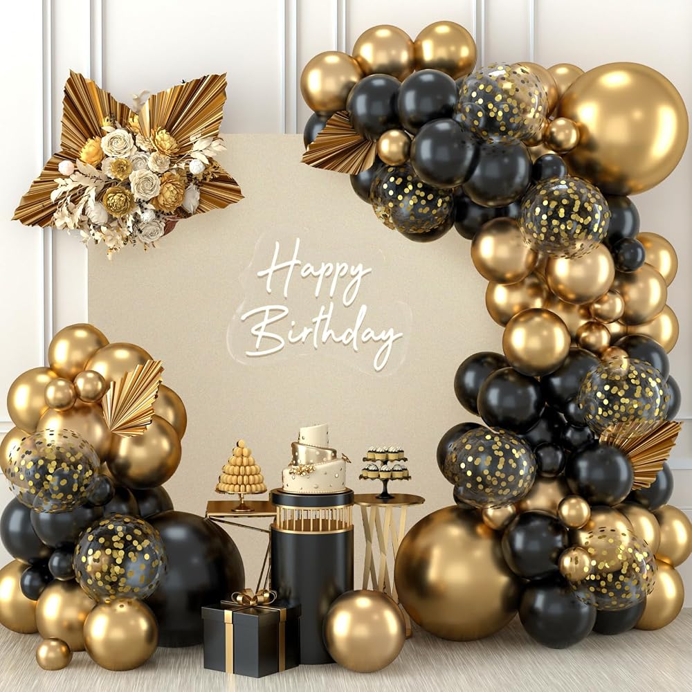 Balloon Garland Black Gold Arch Kit 110pcs Latex Balloons Confetti Bar