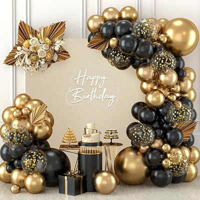 Balloon Garland Black Gold Arch Kit 110pcs Latex Balloons Confetti Bar