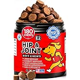 Hip & Joint Supplement for Dogs - Dog Treats with Glucosamine Chondroitin & Hyaluronic Acid - Chews for Mobility Support - Pain and Inflammation Relief - Tasty Dog Supplements for Comfort - 180 Count