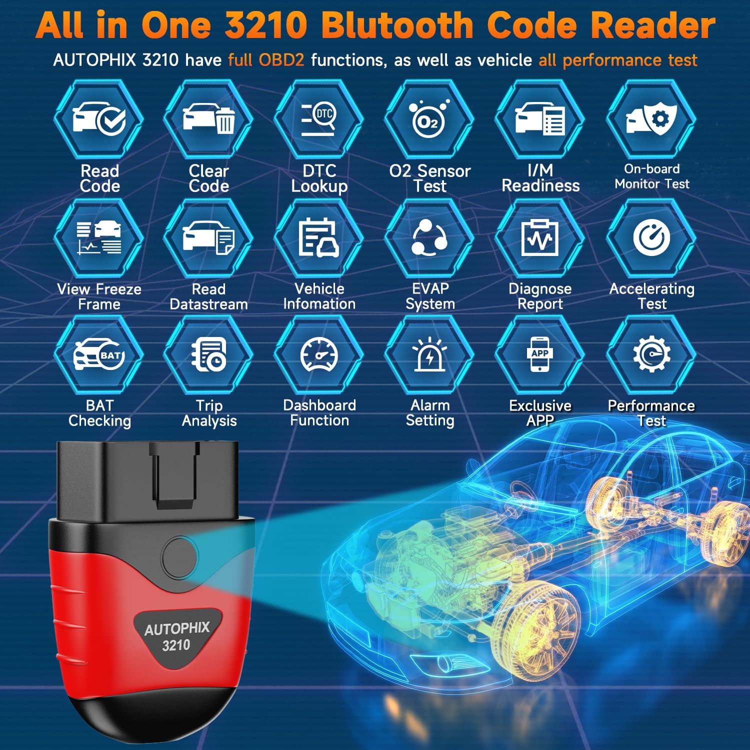 AUTOPHIX 3210 Bluetooth OBD2 Scanner Enhanced Wireless Car Code Readers