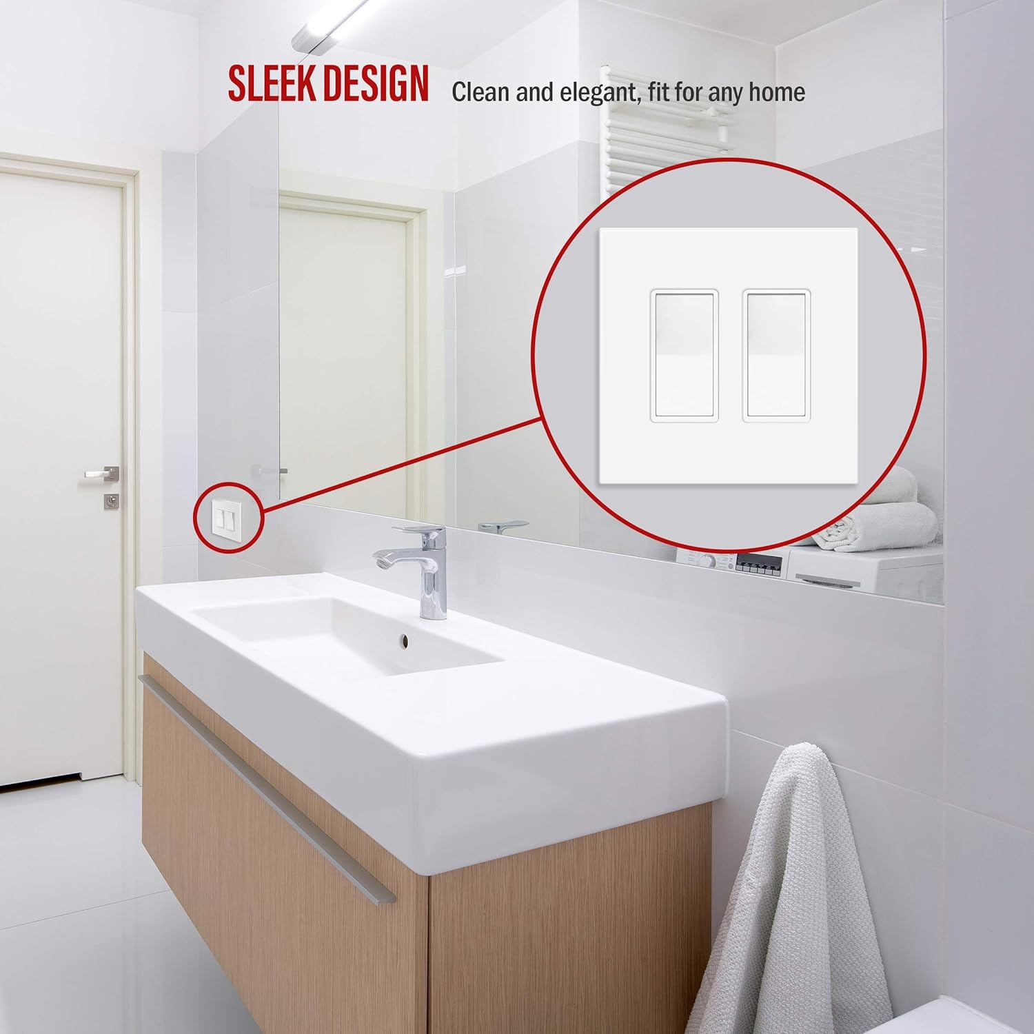 ENERLITES Decorator Paddle Rocker Light Switch, Single Pole, 3 Wire, Grounding Screw, Residential Grade, 15A 120V/277V, UL Listed, 91150-W-10PCS, White (10 Pack): Industrial & Scientific