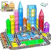 106Pcs Magnetic Tiles, Magnetic Building Blocks, Preschool Montessori Toys Gift for 3+ Year Old Boys and Girls, Sensory Toys for Kids Aged 3-5 and 4-8, Ideas for Toddler with Autism Christmas