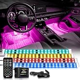 OPT7 Aura Double Glow RGB Interior Show Car Lights with Remote Control | Ultra Bright Ambient Glow, Multicolor Double LED Strips, Sports Car Decoration, 12V JDM Accessories, Sound Sync Lighting