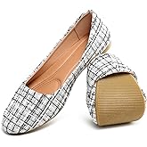 HEAWISH Women’s Round Toe Flats Shoes Ballet Flats Dressy Comfortable White Green Flats for Women