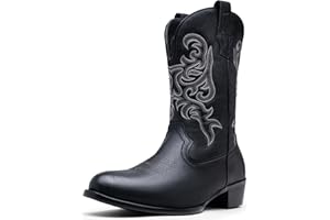 Jousen Cowboy Boots For Men Classic Western Embroidered Boots Retro Short Botas
