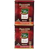 Artisan Spanish smoked paprika, Pimenton from La Vera region. Hot and Sweet. Set of 2 tins.