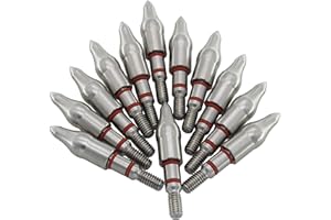maifield Stainless Steel Archery Field Points, Easy Pull Various Outside Diameter,85/100/125/150/175/200/225/250/275/300 Grains,Screw in Archery Field Tips