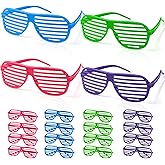 Novelty Place 12 Pack Shutter Glasses Shades Sunglasses, Neon Color Plastic Glasses for Kids and Adults 80's Party Props(4 Colors)