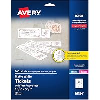 Amazon.com : Avery 16154 Printable Tickets,Microperf,W/Stubs,1-3/4-Inch ...