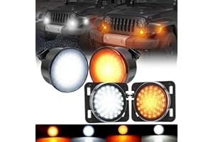 SUPAREE Smoked Lens Turn Signal Lights & Fender Side Marker with Fireworks Flow Effect Amber LED Turn Signal Lights with White DRL Compatible with 2007-2018 J-eep Wrangler JK JKU