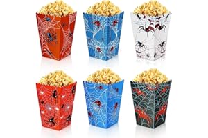 YLOLUL 24 Pcs Spider Theme Popcorn Boxes Hero Action Sign Snack Treat Box Cookie Box Popcorn Containers for Halloween Spider Web Party Superhero Theme Supplies Spider Movie Fans Birthday Party Decorations