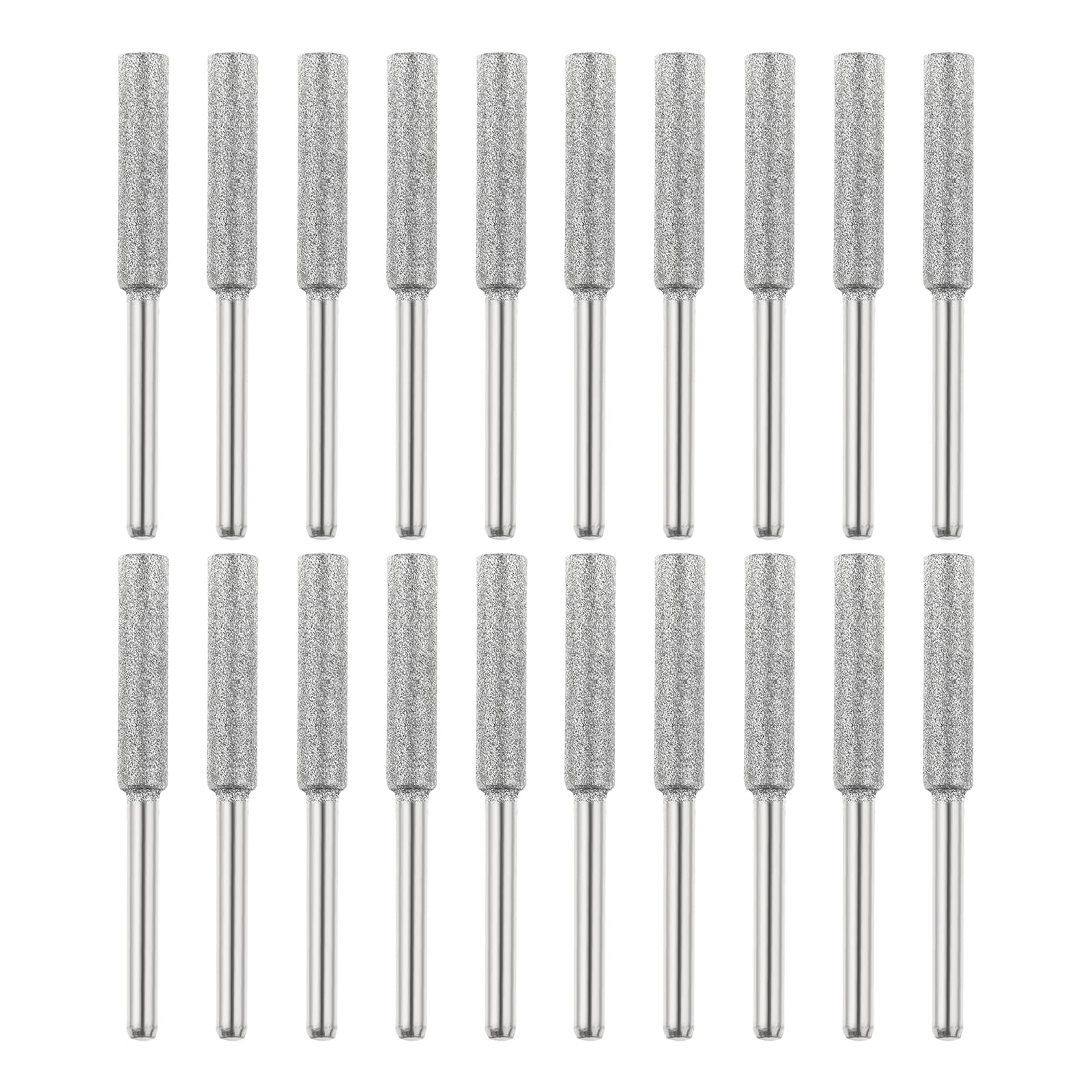 Bowarepro 3/16" 4.8mm Chainsaw Sharpening Grinding Stone File, Diamond Chainsaw Sharpener Bits Chain Saw Grinder Sharpener Tool for Chainsaw Jade Gem Stone Carving (20PCS/Silver)