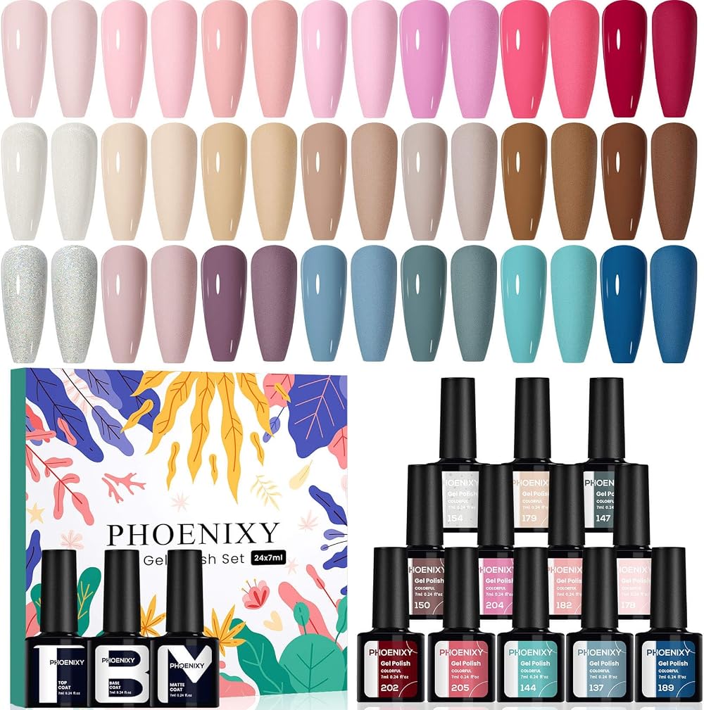 Phoenixy Gel Nail Polish 21 Colours 42 Effects Starter Kit 8ml