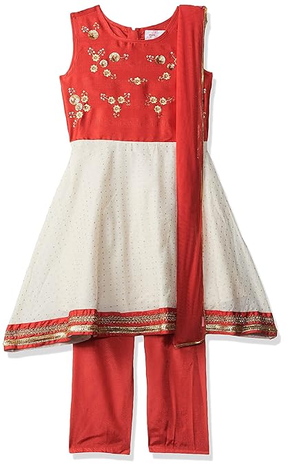 Girl's Girls Salwar Suit Set (P19EST01_White_8-9 Y)