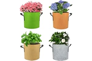 EIIORPO 20 Gallon Grow Bags 4 Pack Colorful Fabric Pots, Plant Grow Bags Durable 3/5/7/10/20 Gallon Plant Bags with Handles,Grow Containers for Vegetable/Flower/Nursery. (4-Pack-20 Gallon)