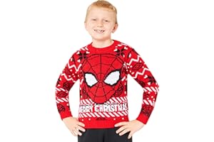Marvel Spiderman Ugly Christmas Sweater Kids, Long Sleeve Crew Neck Christmas Sweatshirt Pullover Superhero Gifts for Boys