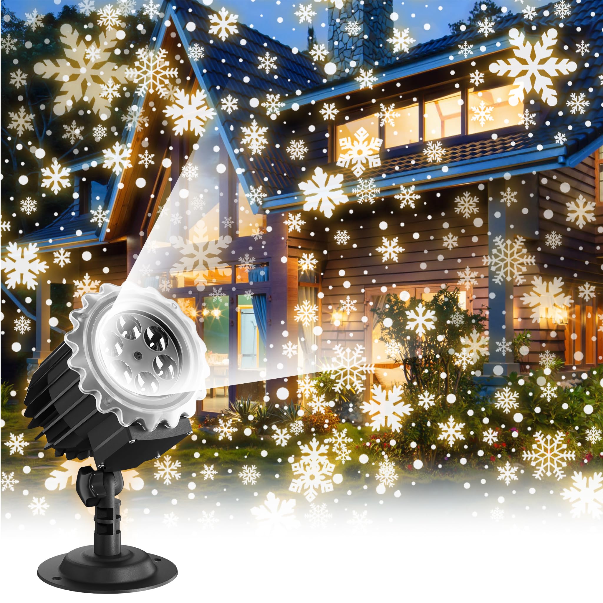 Photo 1 of Christmas Snowflake Lights, Led Projector Lights for Outdoor, Waterproof Christmas Decorations Lighting for Indoor Xmas Holiday Party Wedding Garden Patio