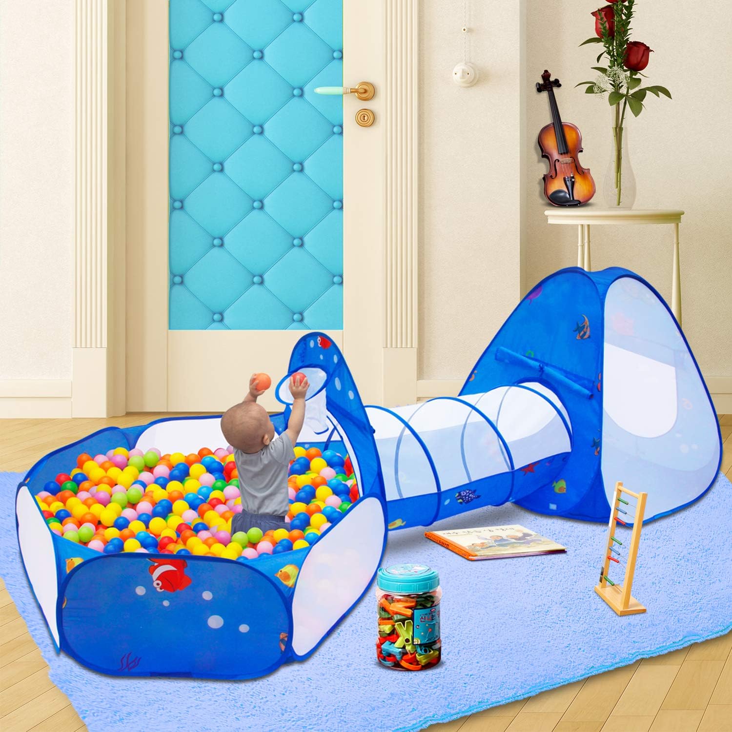 Homfu Kids Indoor and Outdoor Toy Tent Princess Prince Castle Children Play Tent and Portable Playhouse for Boys Girls Fun Plays … (Mermaid)