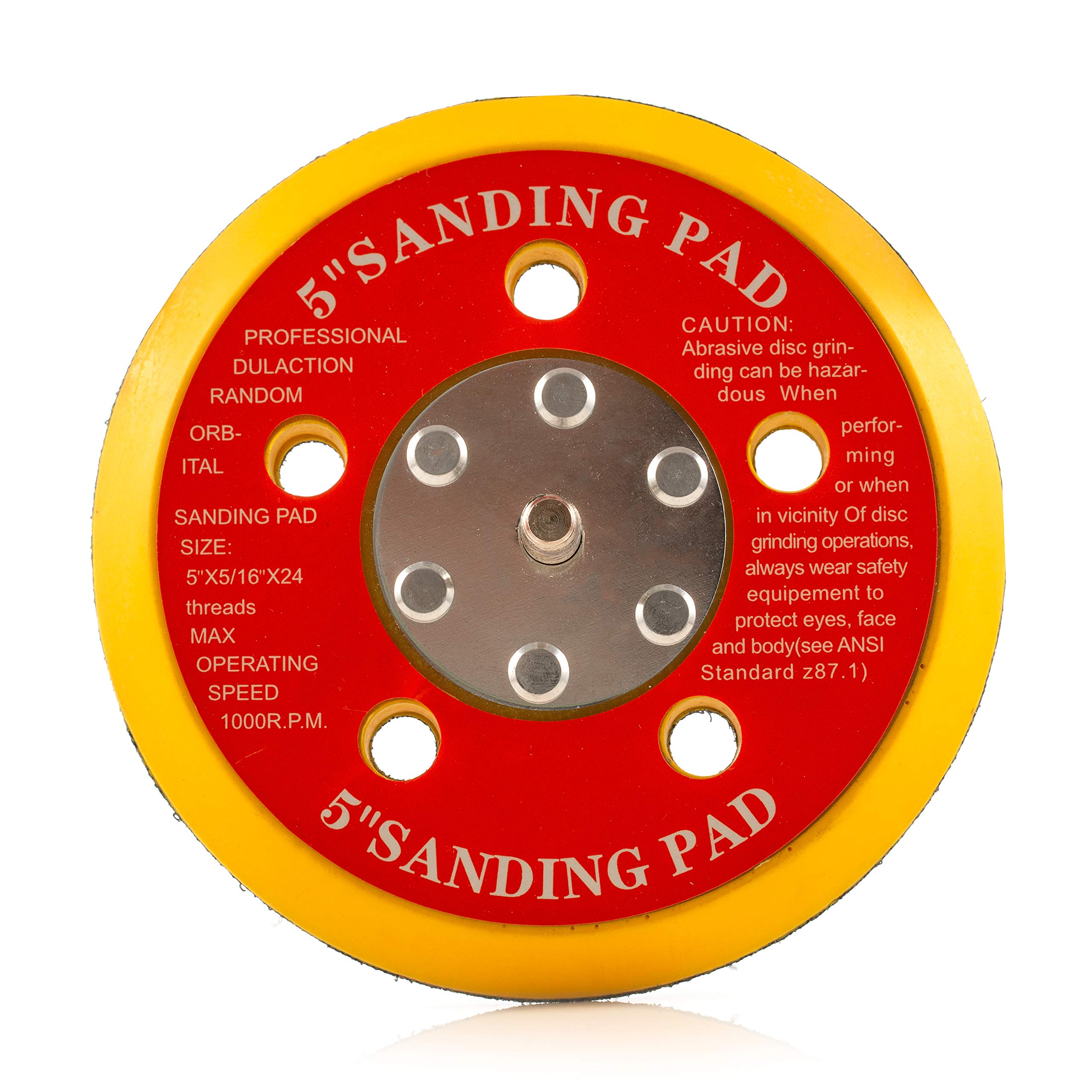 Glass Polish 5 inch (125mm) Thread 5/16''-24 Dual Action Backing Pad with 12mm PU Durable Layer and 5 Extraction Vents - GP12701