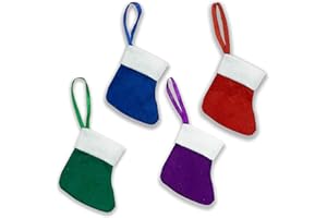 ROORUZ 10 Pack Mini Christmas Stockings Red Green Blue Purple Felt for Xmas holiday decor Gift Cards Crafts Candy Bags stocking stuffers Colorful Ornament Tree Decorations