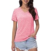 MAGCOMSEN Workout Tops for Women UPF 50+ Quick Dry Short Sleeve Sun Protection V-Neck Shirts Lightweight Hiking T Shirts