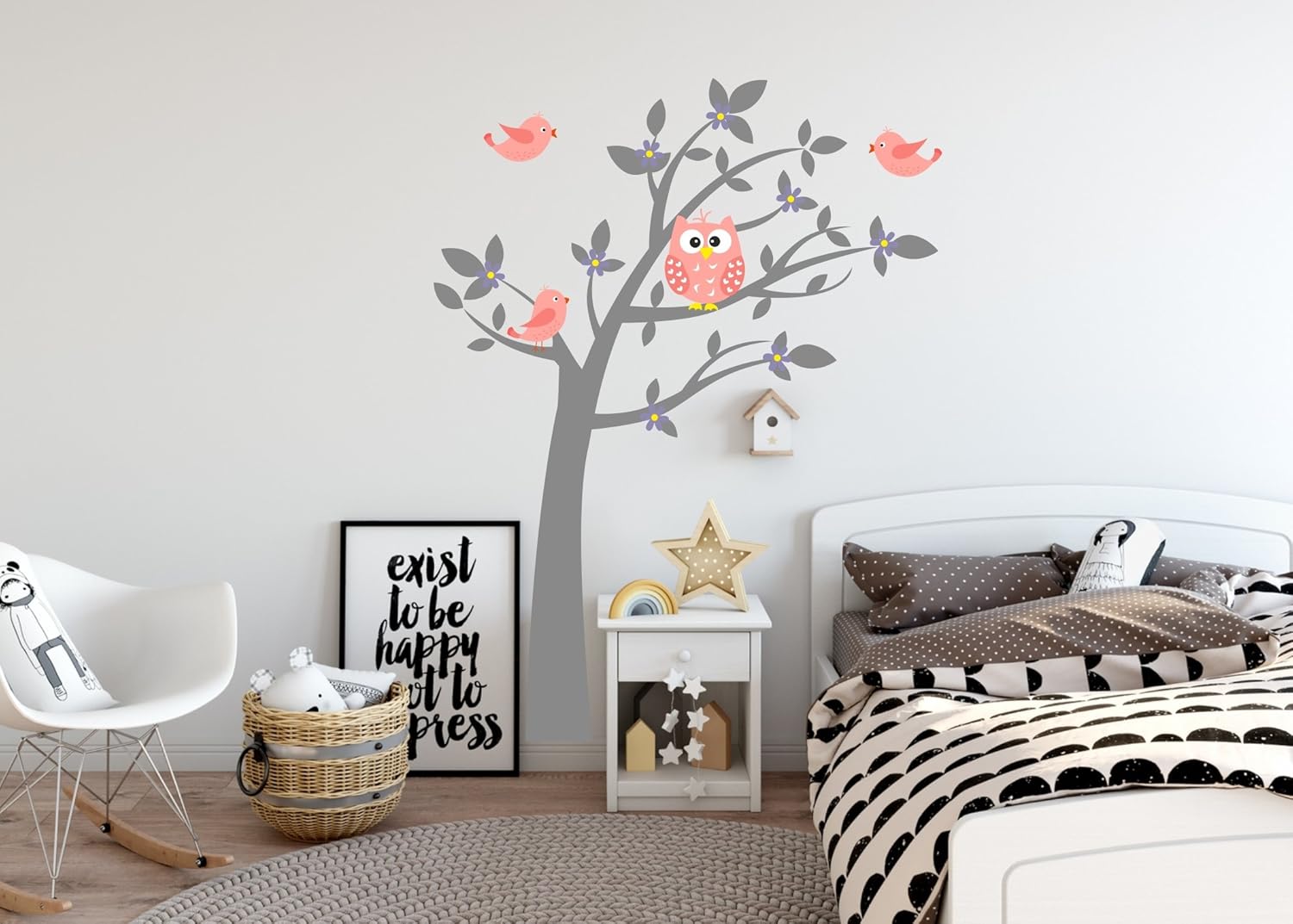 Madras24 Sticker Mural Pour Enfants Mur Pour Un Enfant Jardin Denfants Des La Chambre Des Enfants Salon Chambre A Coucher Ecole Decoration Jungle Foret Animaux Arbre Hiboux Hibou Mk73s Xl Decoration De