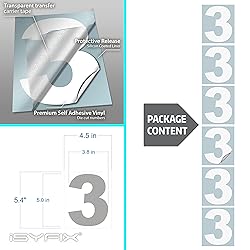 iSYFIX White Vinyl Number 3 (Three) Stickers - 6