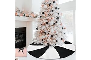 yuboo Christmas&Halloween Tree Skirt,48" Black White Lollipop Xmas Tree Rug Mat for Black Christmas Ornaments&Decorations