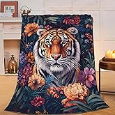 Tiger Blanket Tropic Tiger Fleece Throw Blanket Fuzzy Plush Super Soft Cozy Warm Tiger Decor Stuffed Animal Bedding Blanket Gifts for Boys Girls Kids Adult Men Women 50"X40"
