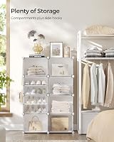 SONGMICS 8 Slot Interlocking Shoe Rack with Doors White LPC034W01 view 8