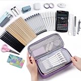 WEMATE Large Pencil Case Aesthetic Canvas Large Capacity Purple 9x4.3x2.4in view 2