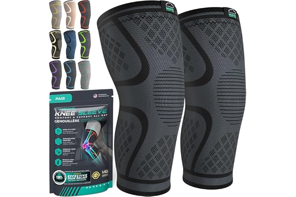 MODVEL 2 Pack Compression Knee Braces for Men & Women – Knee Support Sleeves for Sports, Workouts, Running, Weightlifting, Ba