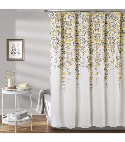 Lush Decor Weeping Flower Light Filtering Valance | 52" W X 18" L + 2" Header | Yellow & Gray Floral Valance For Kitchen, Bathroom, Farmhouse & Cottage Decor - View #10