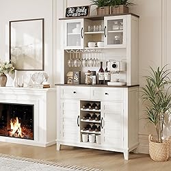 IDEALHOUSE 72" Wine Bar Cabinet with 4 Doors and 2