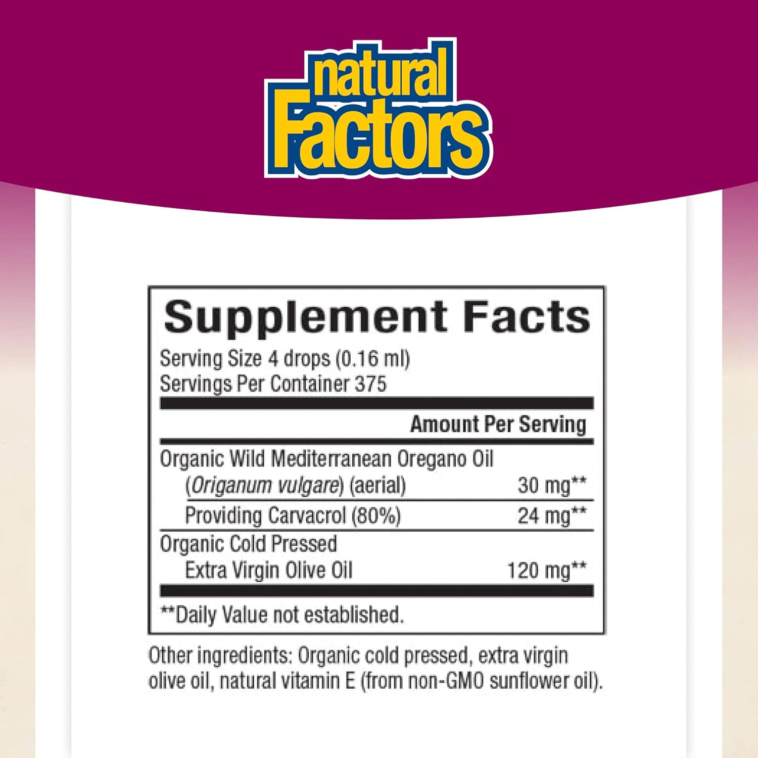 Natural Factors, Certified Organic Oil of Oregano, Herbal Supplement for Immune Support, Vegan, Non-GMO, 2 Fl Oz (Pack of 1) (375 servings): Health & Personal Care