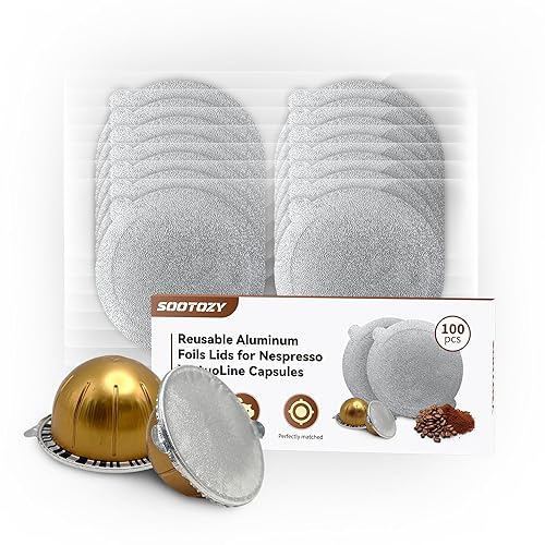 Reusable Pods for Nespresso Capsules VertuoLine, 100pcs Refillable Aluminum  Covers Foil Seals Lids (Pods Not Included), Compatible for Nespresso