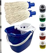 TDBS Floor Mop and Bucket Set Blue 2pc Heavy-Duty Wringer 12L