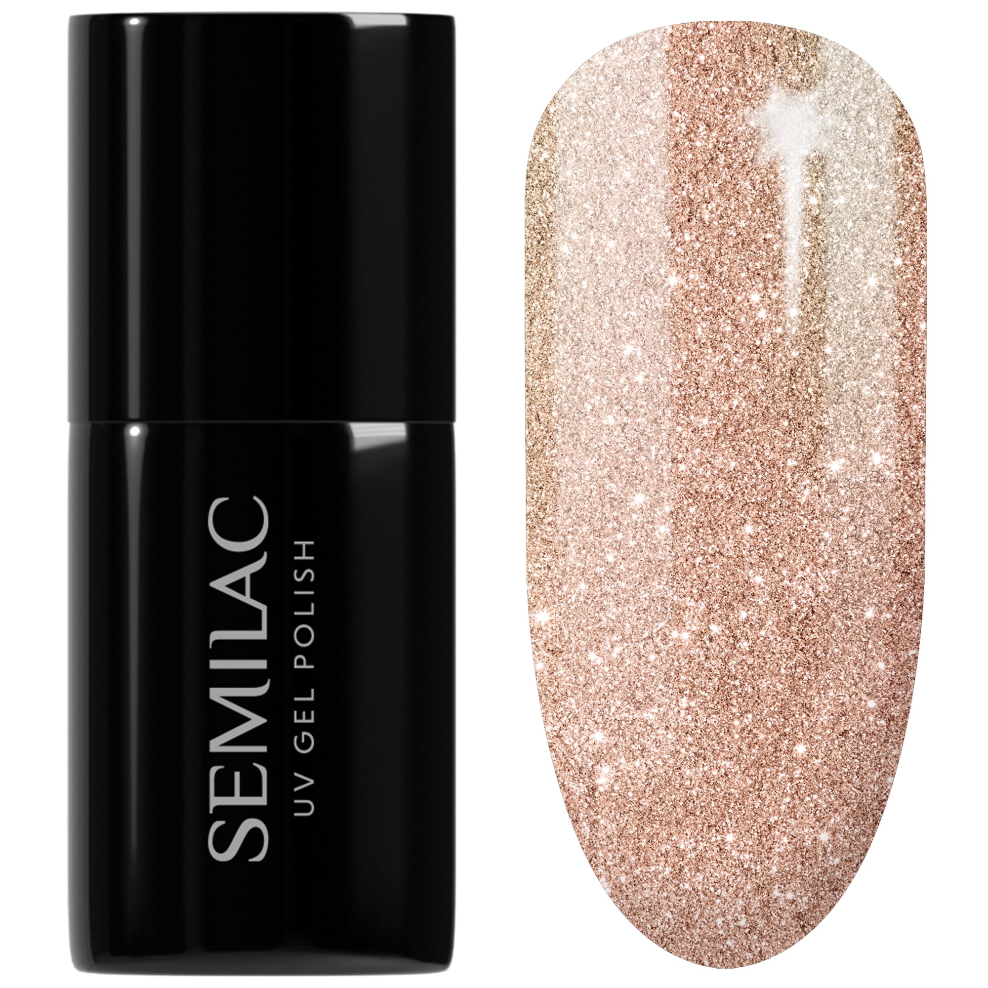 SEMILAC Gel Nail Polish 349 Delicate Vanilla Glitter - Full Coverage Gel Polish - Soak Off Easy To Use LED/UV Nail Lamp - Long Lasting Manicure and Pedicure up to 3 weeks