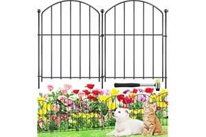 HEYRSUN Decorative Garden Fence 17in (H) x10ft (L), Arched Rustproof Metal No Dig Fence for Dogs & Rabbit, Ornamental Animal Barrier for Flower Beds, Border Panels Fencing for Yard & Patio Outdoor Decor