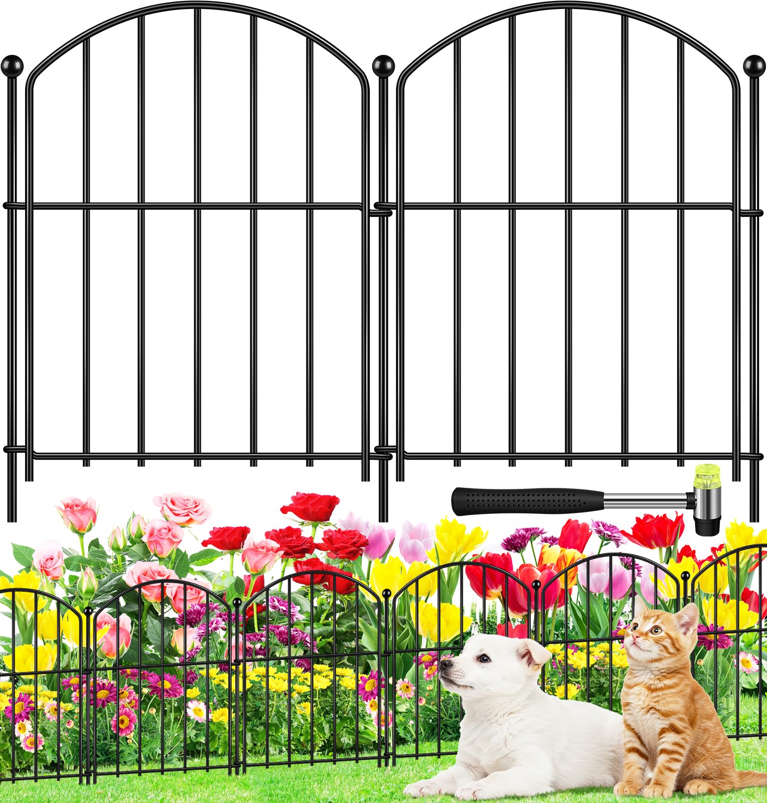 Photo 1 of Decorative Garden Fence 17in (H) x10ft (L), Arched Rustproof Metal No Dig Fence for Dogs & Rabbit, Ornamental Animal Barrier for Flower Beds, Border Panels Fencing for Yard & Patio Outdoor Decor