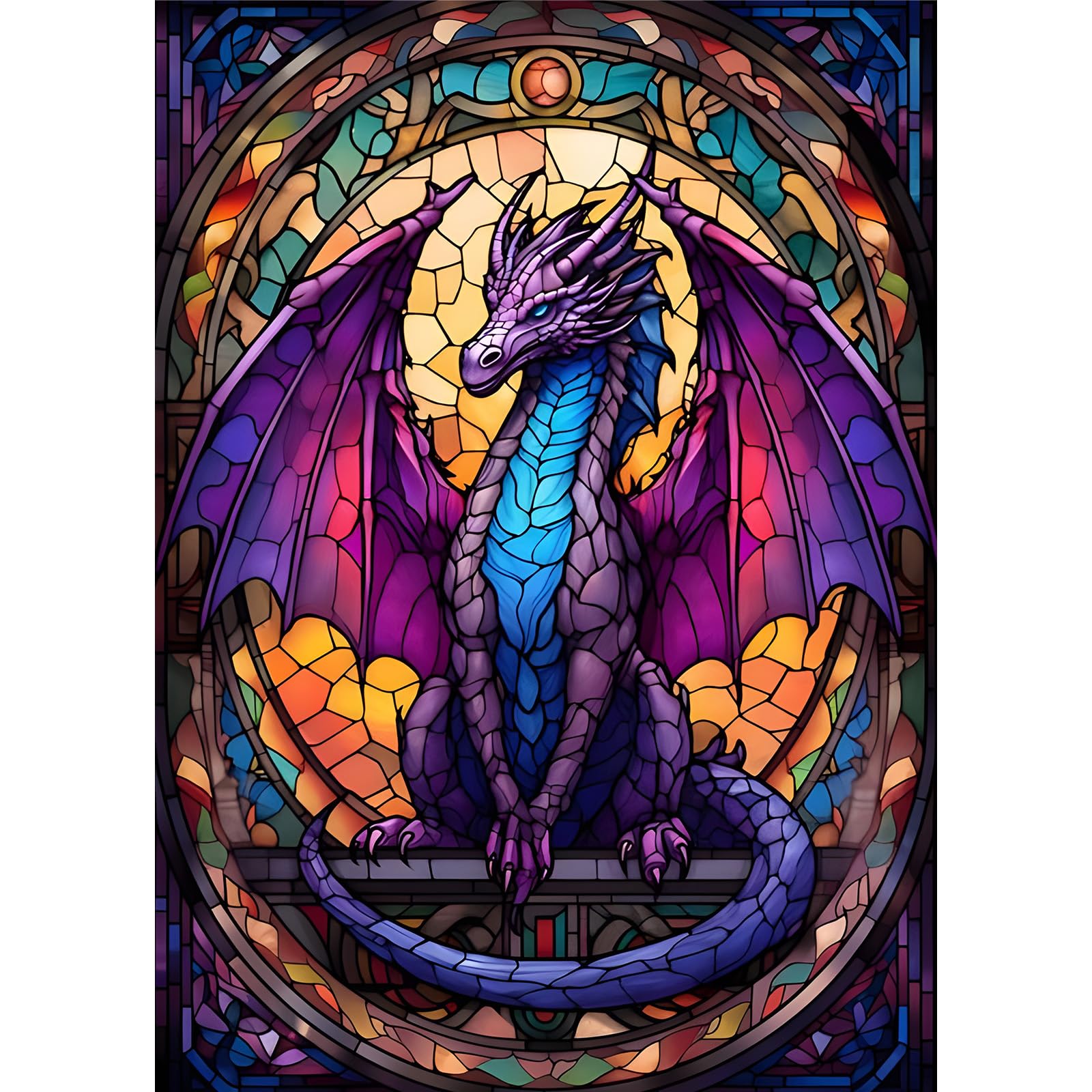 EOBROMD Dragon Diamond Art, 5D Fantasy Diamond Painting Kits for Adults Kids, Full Round Drill Crystal Rhinestone Art Craft for Home Decor Gifts 30x40cm