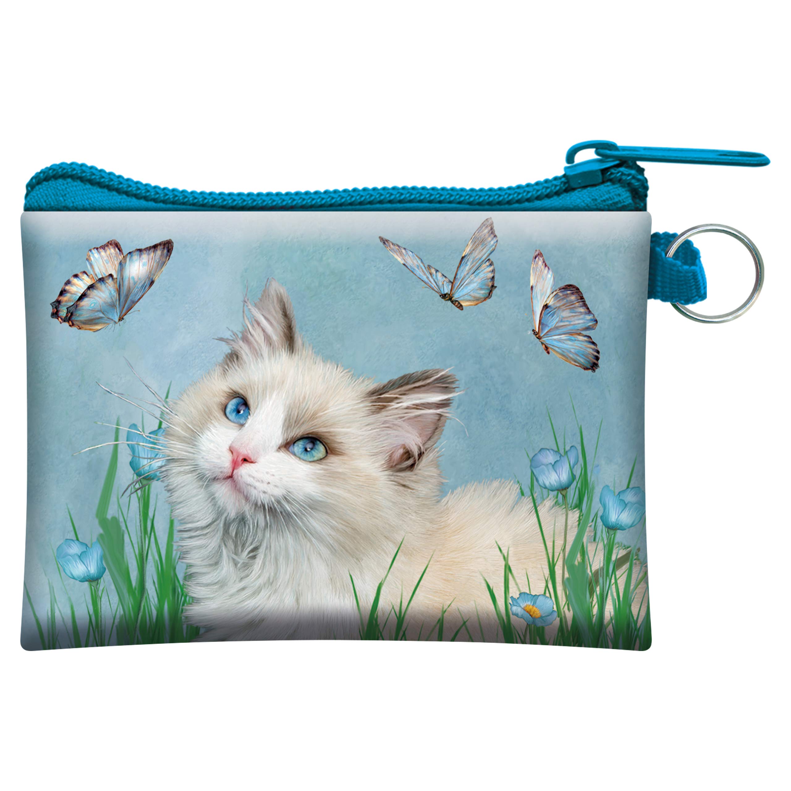 3D LiveLife Coin Purse - Ragdoll & Butterflies from Deluxebase. Lenticular Cat and Butterfly Themed Wallet Featuring Secure Zip, Compact Design for Cash and Card Storage. Perfect Animal Gift.