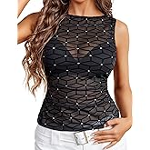 Avidlove Camisole Tops for Women Sexy Mesh Tank Tops Cami Y2K See Through Undershirts Slim Going Out Top Lingerie