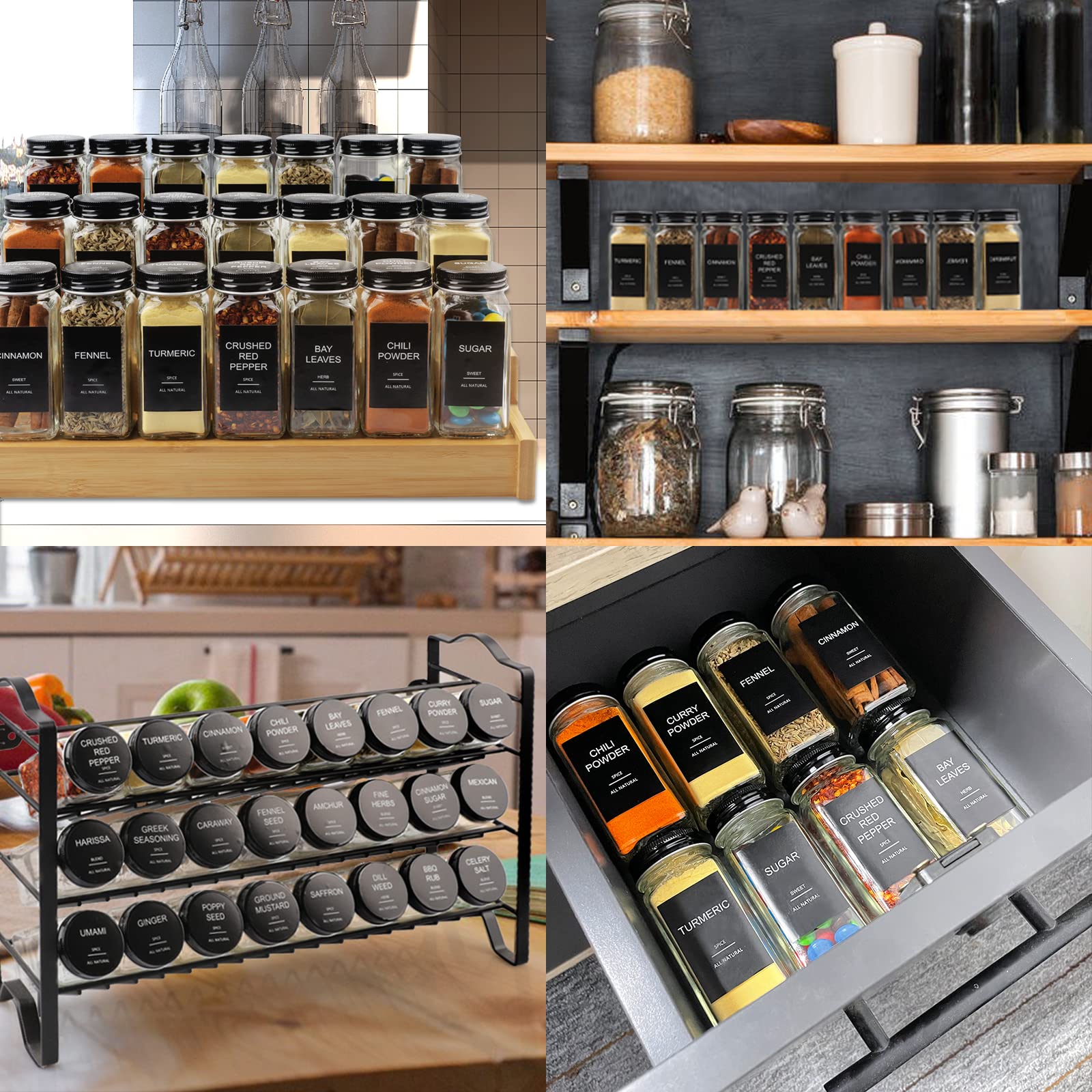 Glass Spice Jars Set