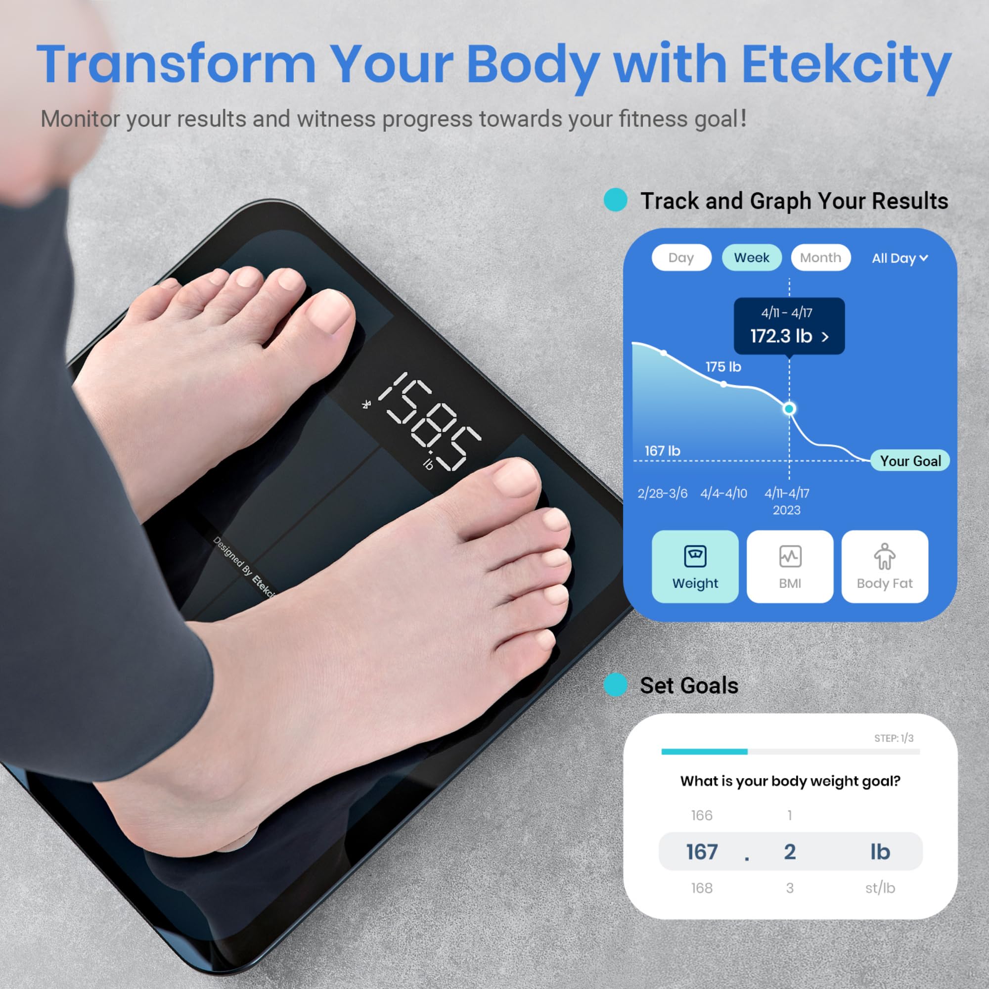 Etekcity Smart Scale for Body Weight FSA HSA Store Eligible, Bathroom Digital Weighing Scale with BMI, Body Fat, Muscle Mass, Accurate Bluetooth Home User Health Equipment Sync Apps - Image 4
