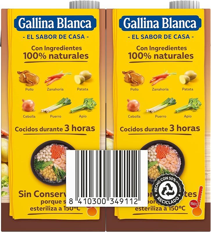 Caldo Casero de Pollo, 1L, 100% Natural Paquete de 4