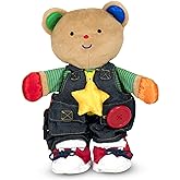 Melissa & Doug K's Kids - Teddy Wear Stuffed Bear Educational ToyPlush Bear Zipper and Button Learning Toy for Toddlers