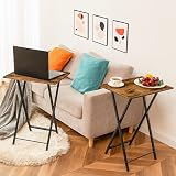 HOOBRO Side Table 2 Set Folding Tables Industrial Rustic Brown EBF25BZ01 view 10