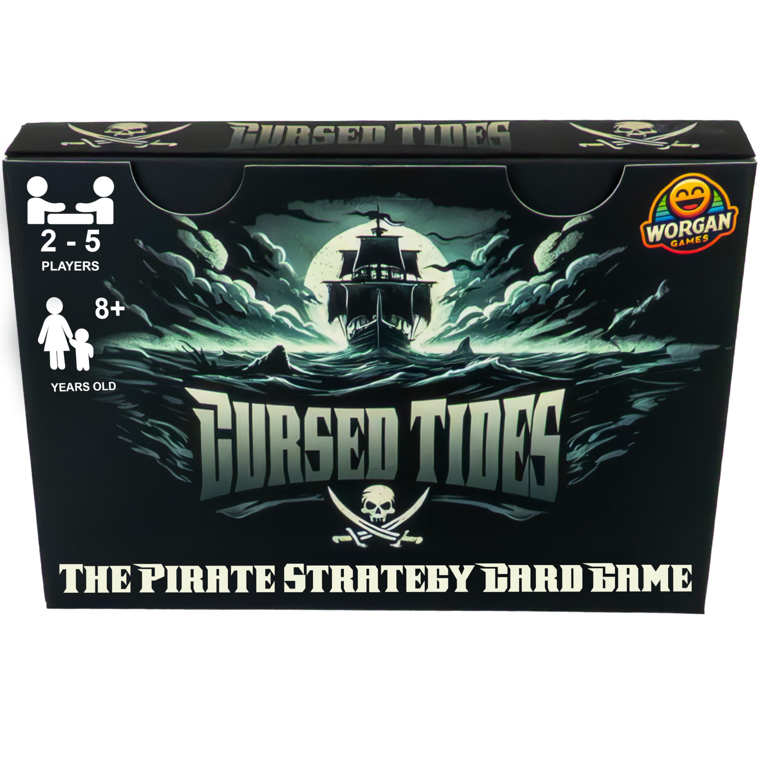 Worgan Games Cursed Tides - Pirate Strategy Card Game | Fun for Kids, Teens & Adults | 2-5 Players | Ages 8+ | Quick 15-Minute Gameplay